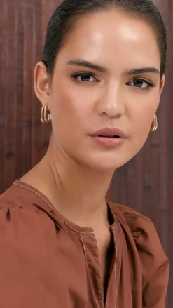 Adorne Earrings^Double Curved Front Stud Earrings - Silver
