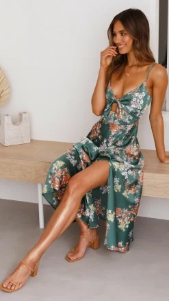 Burans Dresses|Midi^Dreamers Midi Dress - Green Floral