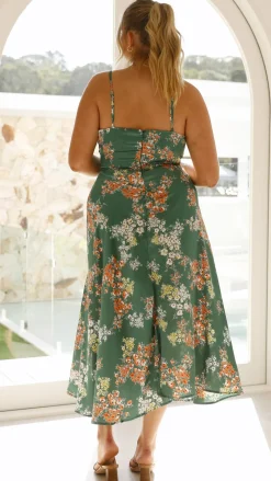Burans Dresses|Midi^Dreamers Midi Dress - Green Floral