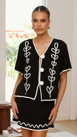 LILYWHYT Sets|Tops^Easton Top - Black / White