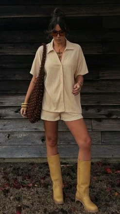 By Frankie Knit Tops|Knitwear^Eden Knit Top and Shorts Set - Yellow