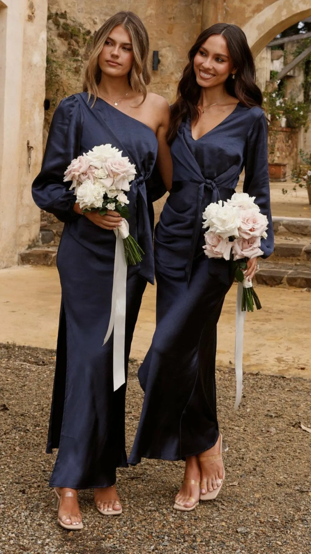 LILYWHYT Mon Cheri|Dresses^Eden One Shoulder Tie Front Maxi Dress - Navy