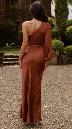 LILYWHYT Mon Cheri|Dresses^Eden One Shoulder Tie Front Maxi Dress - Rust