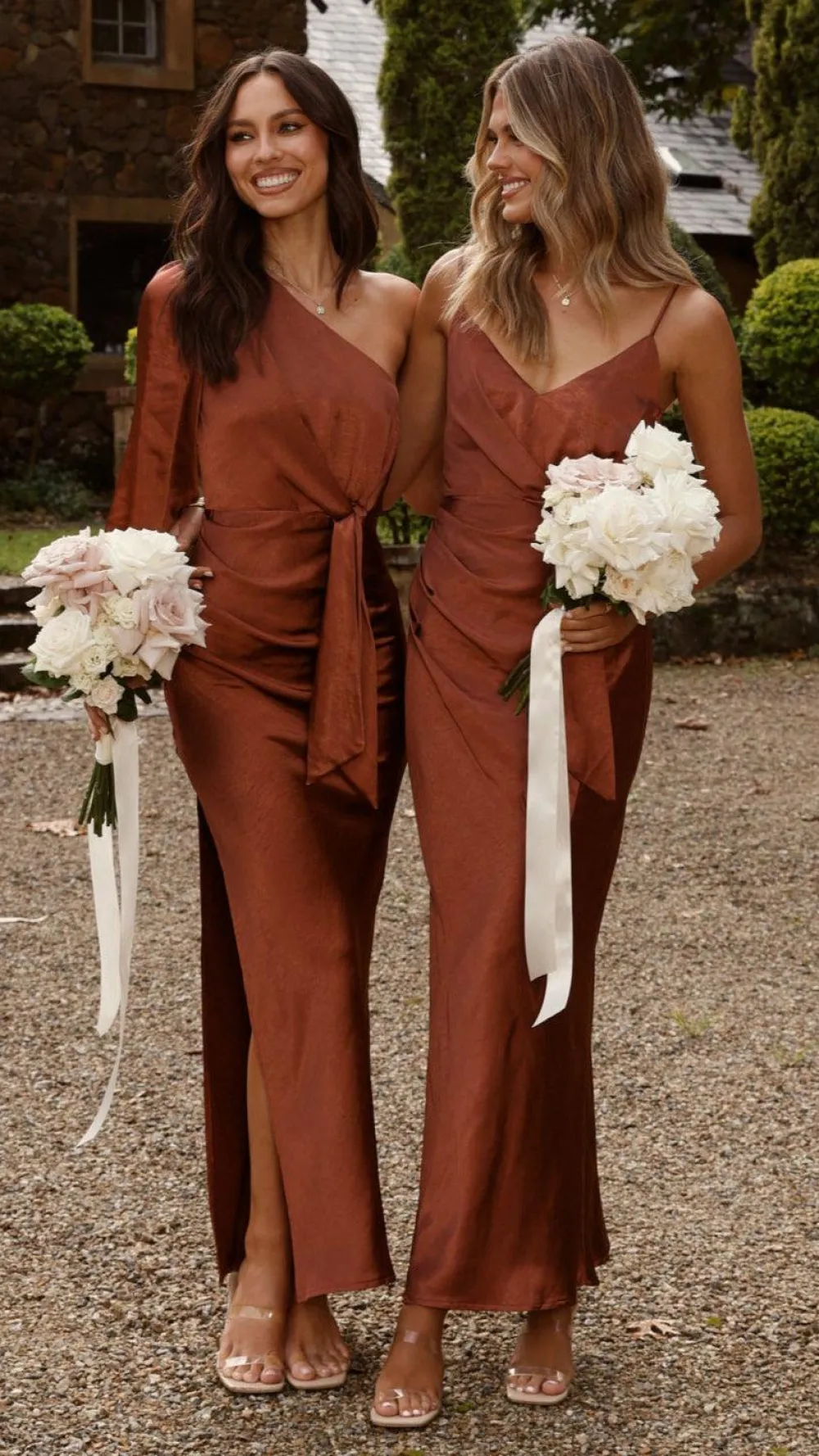 LILYWHYT Mon Cheri|Dresses^Eden One Shoulder Tie Front Maxi Dress - Rust