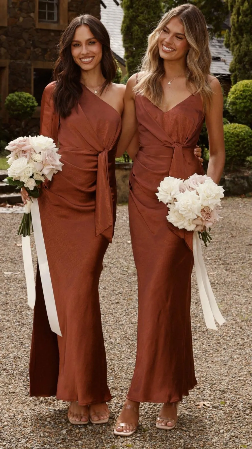 LILYWHYT Mon Cheri|Dresses^Eden One Shoulder Tie Front Maxi Dress - Rust