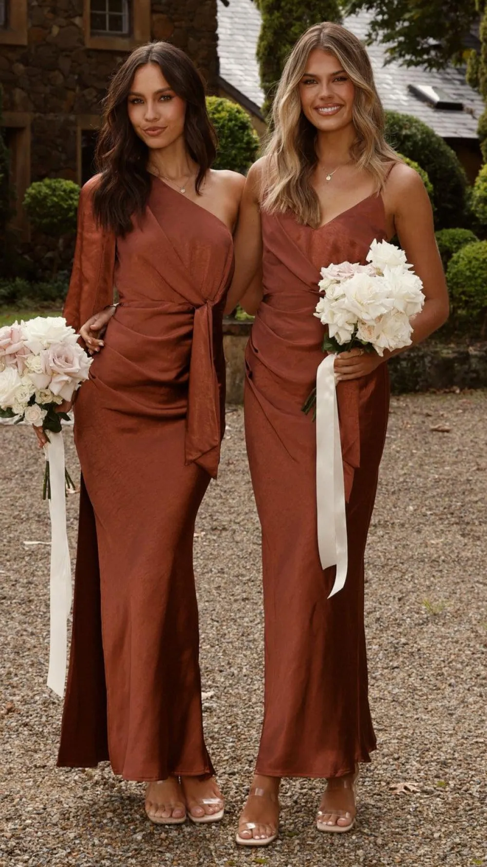 LILYWHYT Mon Cheri|Dresses^Eden One Shoulder Tie Front Maxi Dress - Rust