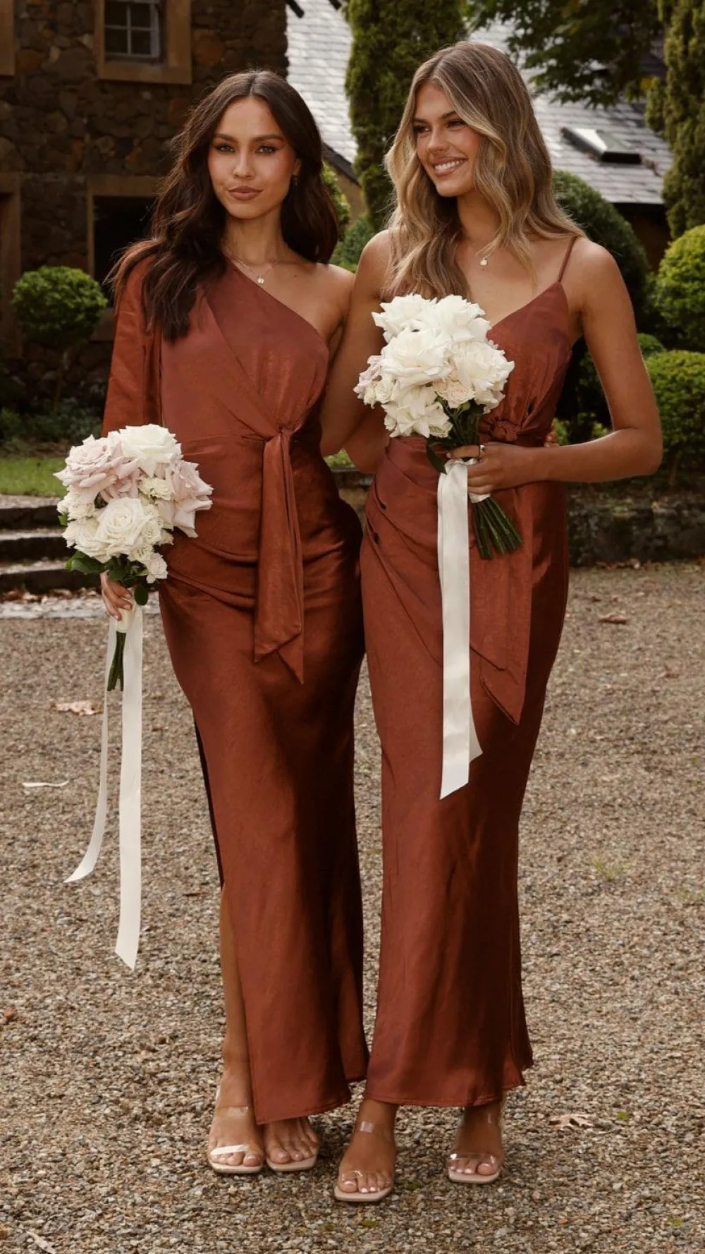 LILYWHYT Mon Cheri|Dresses^Eden One Shoulder Tie Front Maxi Dress - Rust