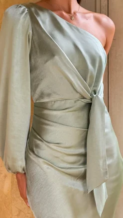LILYWHYT Mon Cheri|Dresses^Eden One Shoulder Tie Front Maxi Dress - Sage