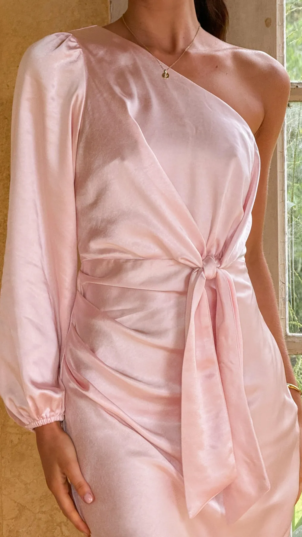 LILYWHYT Mon Cheri|Dresses^Eden One Shoulder Tie Front Maxi Dress - Pink