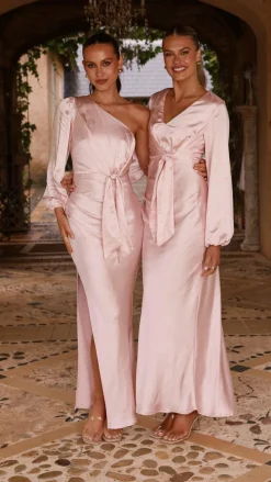 LILYWHYT Mon Cheri|Dresses^Eden One Shoulder Tie Front Maxi Dress - Pink
