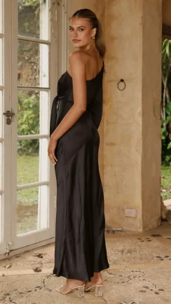 LILYWHYT Mon Cheri|Dresses^Eden One Shoulder Tie Front Maxi Dress - Black