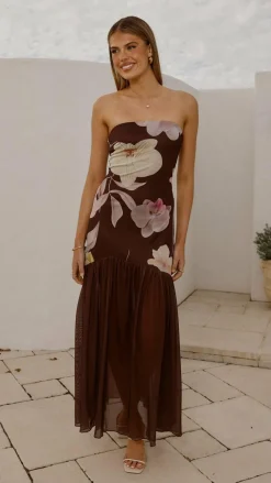 SASHA (BNE) Dresses|Maxi^Elle Maxi Dress - Brown Floral