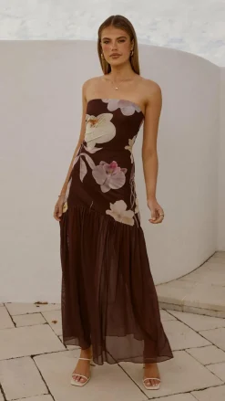 SASHA (BNE) Dresses|Maxi^Elle Maxi Dress - Brown Floral