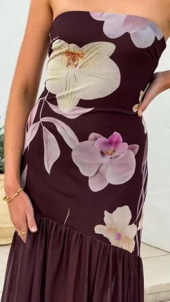 SASHA (BNE) Dresses|Maxi^Elle Maxi Dress - Brown Floral
