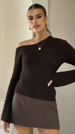 Pink Diamond Knit Tops|Knitwear^Ellira Long Sleeve Knit Top - Chocolate
