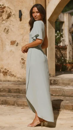 LILYWHYT Mi Amore|Dresses^Emma One Sleeve Maxi Dress - Sage