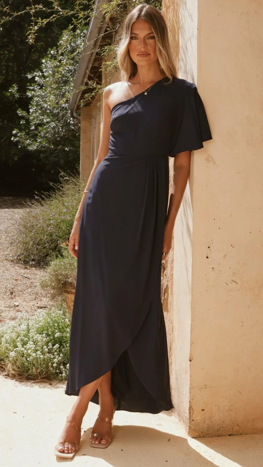 LILYWHYT Mi Amore|Dresses^Emma One Sleeve Maxi Dress - Navy
