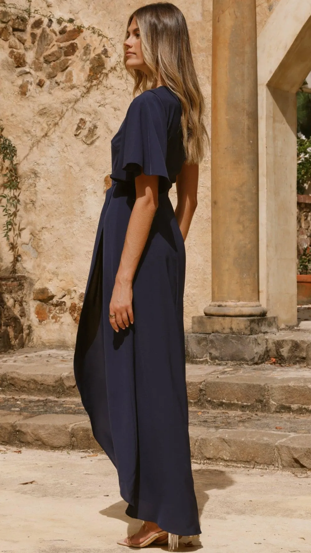 LILYWHYT Mi Amore|Dresses^Emma One Sleeve Maxi Dress - Navy