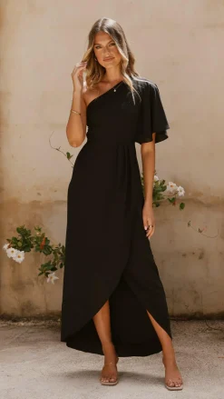 LILYWHYT Mi Amore|Dresses^Emma One Sleeve Maxi Dress - Black
