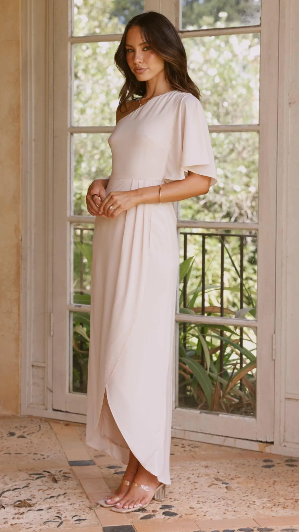 LILYWHYT Mi Amore|Dresses^Emma One Sleeve Maxi Dress - Ivory