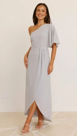 LILYWHYT Sale Evening|Sale Dresses^Emma One Sleeve Maxi Dress - Silver