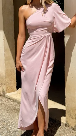 LILYWHYT Mi Amore|Dresses^Emma One Sleeve Maxi Dress - Dusty Pink