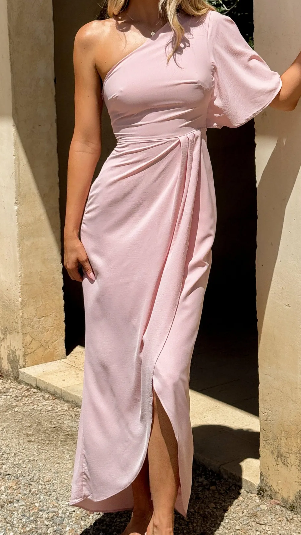 LILYWHYT Mi Amore|Dresses^Emma One Sleeve Maxi Dress - Dusty Pink