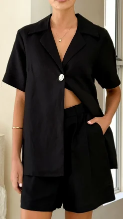IDS Sets|Tops^Emmaline Button Shirt - Black