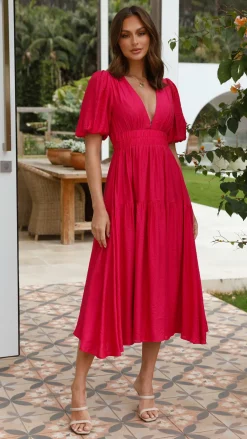 LILYWHYT Sale Dresses^Erin Midi Dress - Magenta