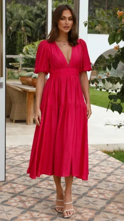 LILYWHYT Sale Dresses^Erin Midi Dress - Magenta