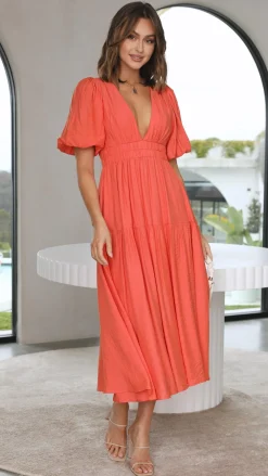LILYWHYT Sale Dresses^Erin Midi Dress - Melon