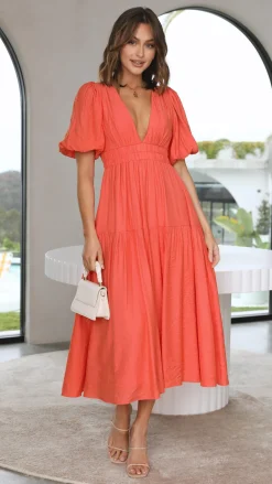 LILYWHYT Sale Dresses^Erin Midi Dress - Melon
