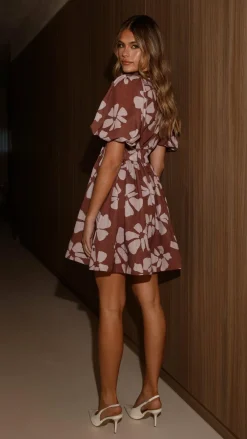 LILYWHYT Dresses|Mini^Erin Mini Dress - Brown Daylillies