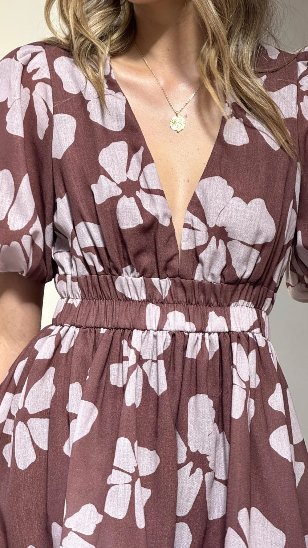 LILYWHYT Dresses|Mini^Erin Mini Dress - Brown Daylillies