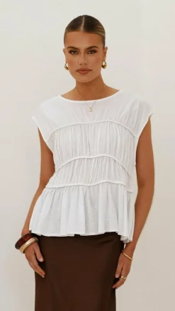 YH AND CO Tops^Evelyn Top - White