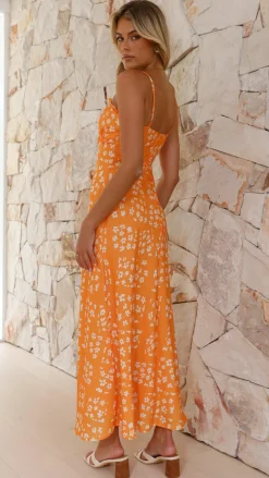 LILYWHYT Sale Dresses^Farna Midi Dress - Orange Floral