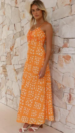 LILYWHYT Sale Dresses^Farna Midi Dress - Orange Floral