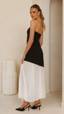 SASHA (BNE) Dresses|Maxi^Fenella Asymmetrical Maxi Dress - Black / White