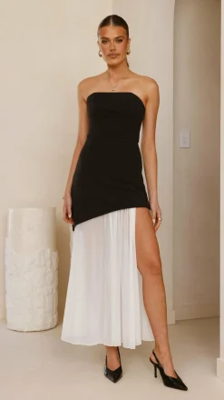 SASHA (BNE) Dresses|Maxi^Fenella Asymmetrical Maxi Dress - Black / White