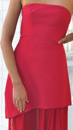 SASHA (BNE) Dresses|Maxi^Fenella Asymmetrical Maxi Dress - Red