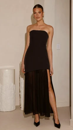 SASHA (BNE) Dresses|Maxi^Fenella Asymmetrical Maxi Dress - Black