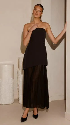 SASHA (BNE) Dresses|Maxi^Fenella Asymmetrical Maxi Dress - Black