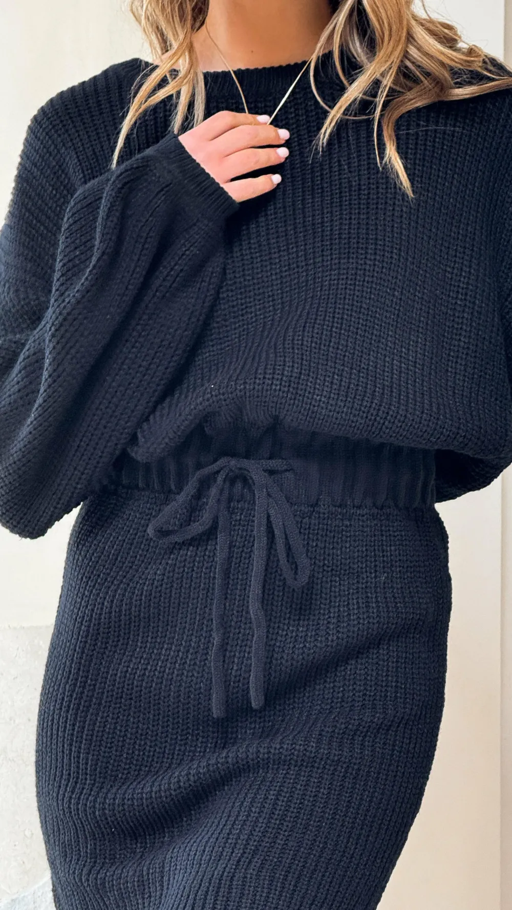 LILYWHYT Knit Dresses|Knitwear^Feya Knit Mini Dress - Black