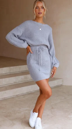 LILYWHYT Knit Dresses|Knitwear^Feya Knit Mini Dress - Blue