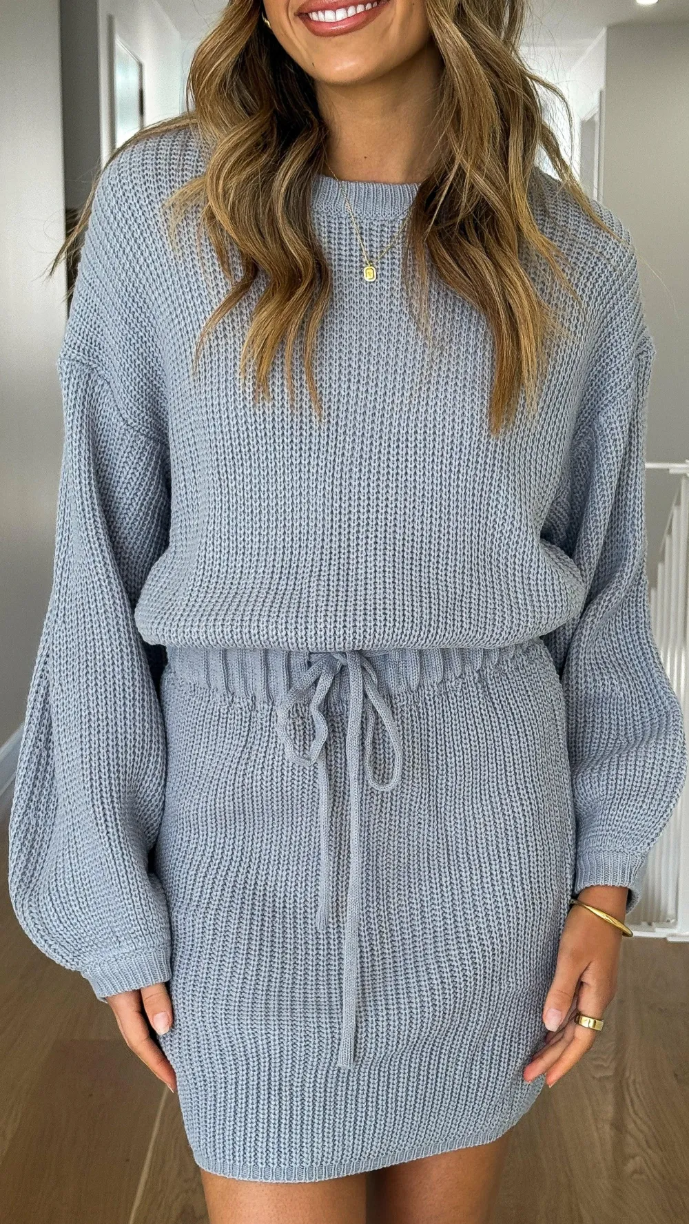 LILYWHYT Knit Dresses|Knitwear^Feya Knit Mini Dress - Blue