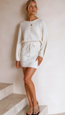 LILYWHYT Knit Dresses|Knitwear^Feya Knit Mini Dress - Cream