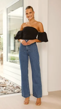 LILYWHYT Tops^Florence Crop Top - Black