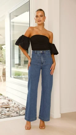 LILYWHYT Tops^Florence Crop Top - Black