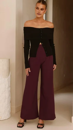 Fashion Allied Bottoms^Garciela Pants - Wine