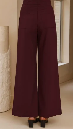 Fashion Allied Bottoms^Garciela Pants - Wine